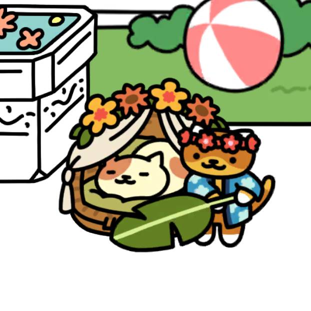 ねこのリゾート　おまつりさん&くりーむさん